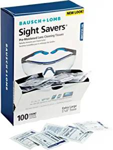 Contains pre-moistened wipes that can be used on eyewear and optical displays.