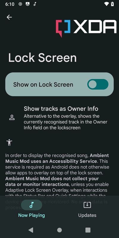 Ambient Music Mod lock screen