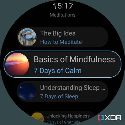 List of stories in Calm Wear OS app