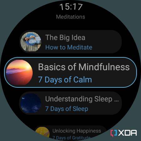 List of stories in Calm Wear OS app