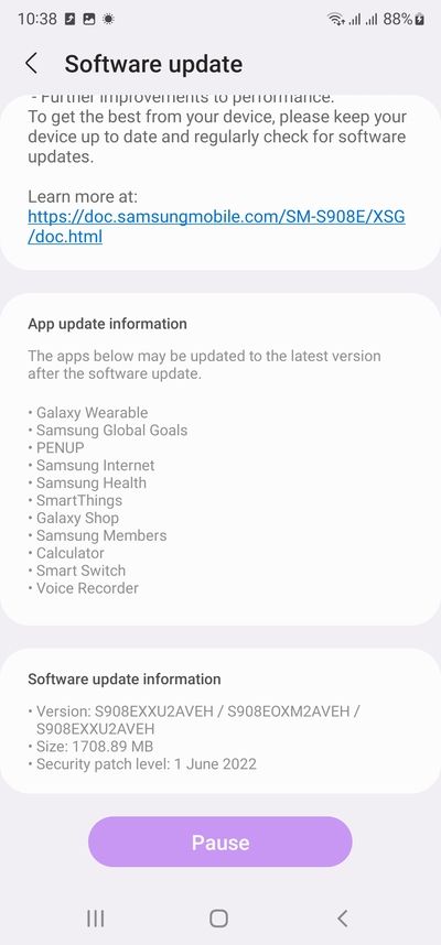 Galaxy S22 June 2022 patch 2