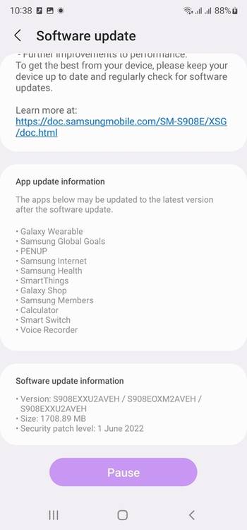 Galaxy S22 June 2022 patch 2