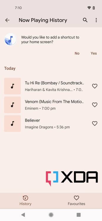 Google Pixel Now Playing History