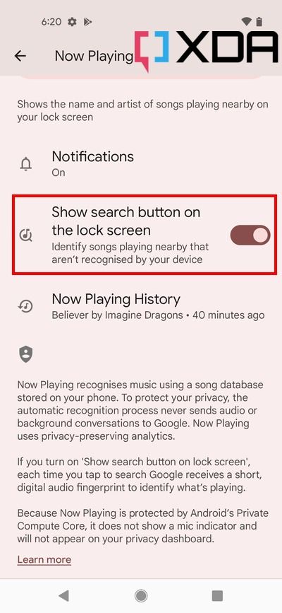 Google Pixel Now Playing Search