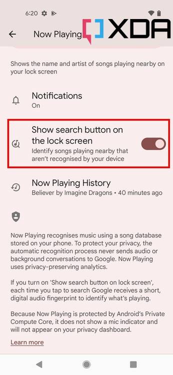 Google Pixel Now Playing Search