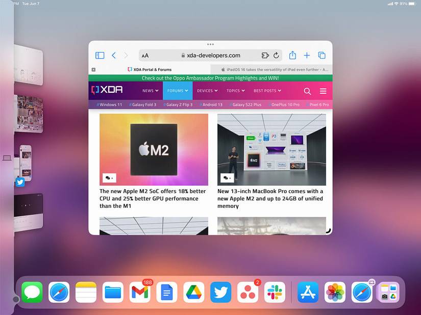 iPadOS 16 stage manager
