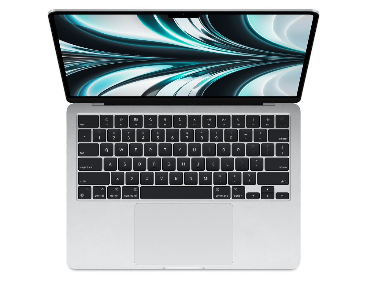 MacBook Air 2022 Silver overhead view with lid open