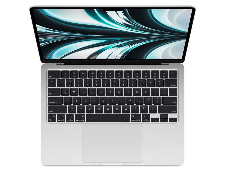 MacBook Air 2022 Silver overhead view with lid open