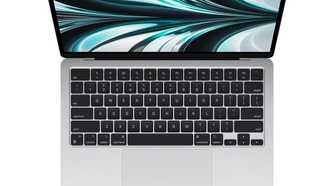 MacBook Air 2022 Silver overhead view with lid open