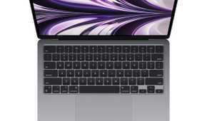MacBook Air 2022 Space Grey overhead view with lid open
