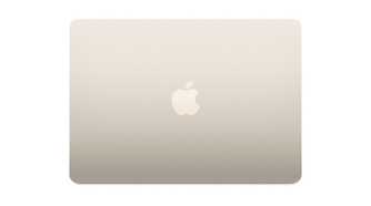 MacBook Air 2022 Starlight overhead view with lid closed