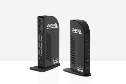 This Plugable dock is very unique in that it doesn't use Thunderbolt, yet it supports three 4K displays at 60Hz, thanks to DisplayLink. It has three HDMI or DisplayPort ports, plus four USB Type-A ports, Ethernet, and one USB Type-C port that can charge your phone and another to charge your laptop.