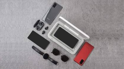 Samsung's new UV sanitizer can be used to clean your phone, eyewear, earbuds, and more. It also wirelessly charges your phone or any Qi-compatible device at the same time.