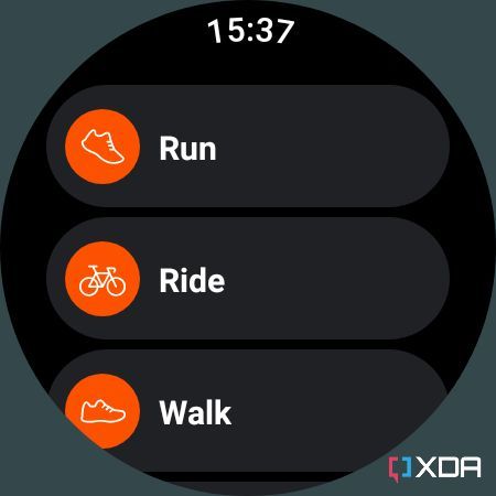 Home screen of the Strava Wear OS app