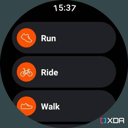 Home screen of the Strava Wear OS app