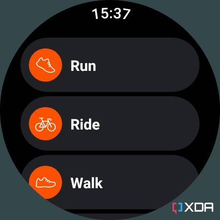 Home screen of the Strava Wear OS app