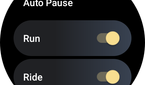 Auto pause toggles for Run and Ride in Strava Wear OS app