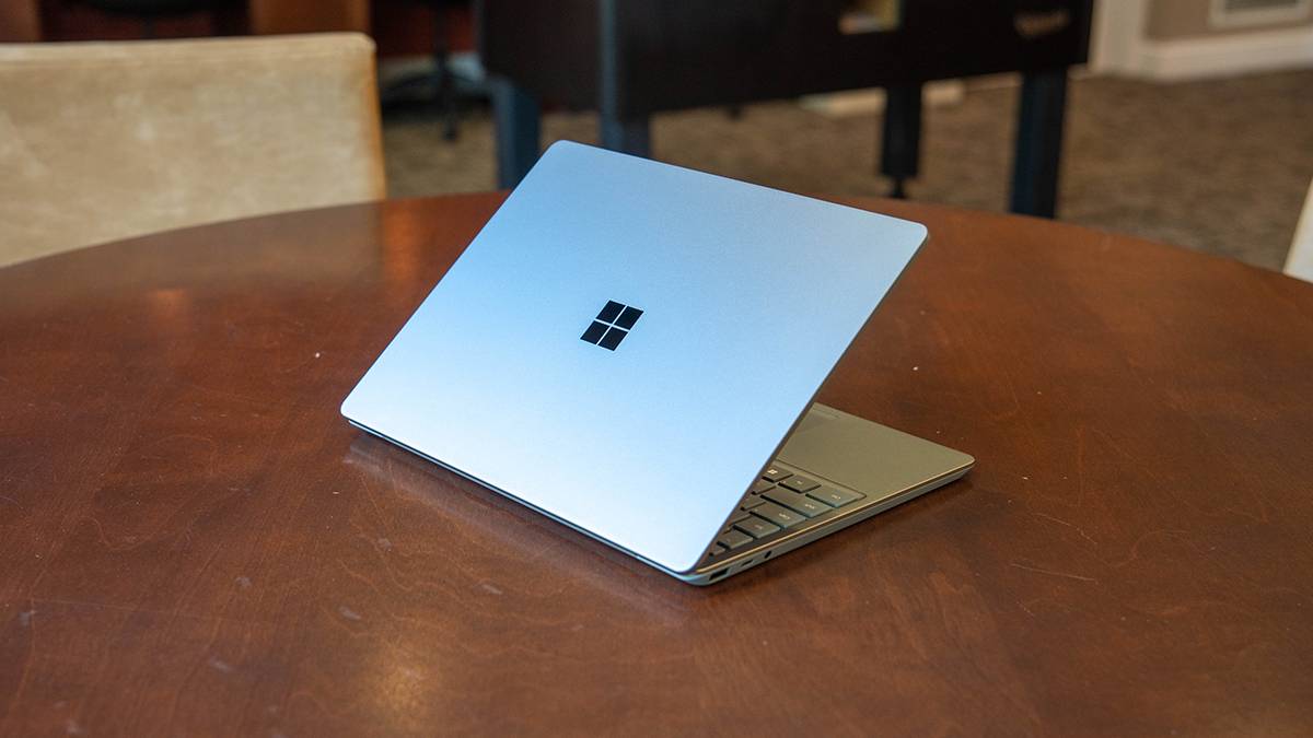 Surface Laptop Go 2 with lid partially closed