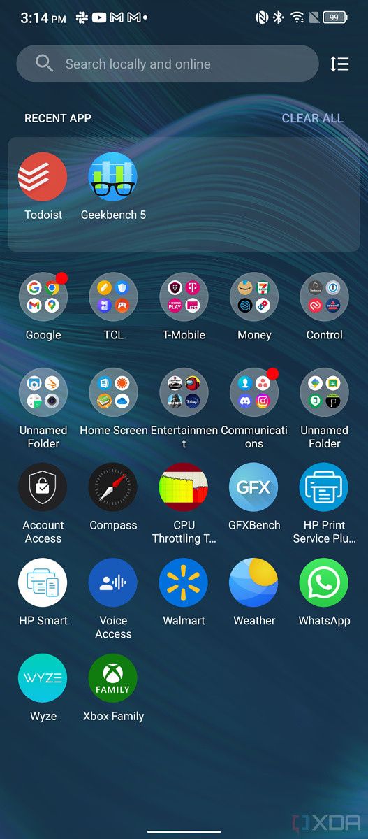 Screenshot of the appl launcher.