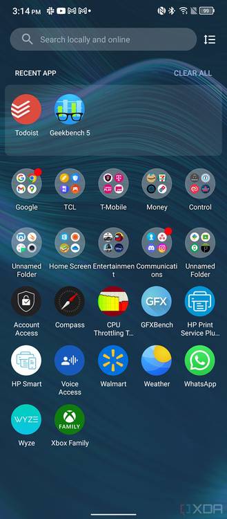 Screenshot of the appl launcher.