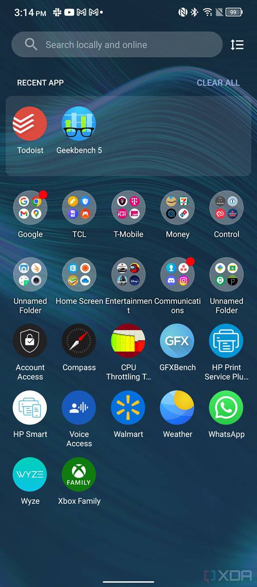 Screenshot of the appl launcher.