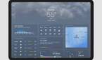 Weather app on an iPad running iPad OS 16 on gray background