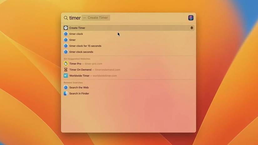 Spotlight search in macOS Ventura