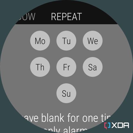 Wake Up Well app displaying alarm repeat options
