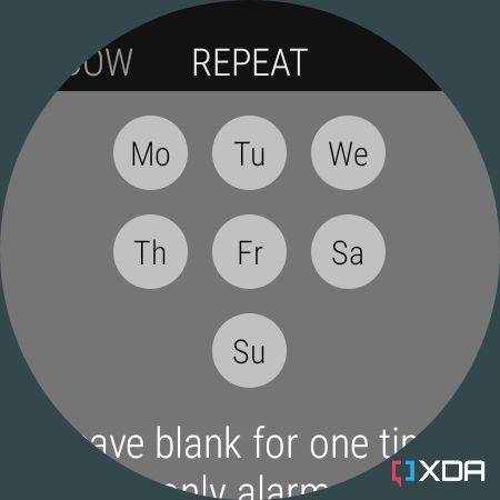 Wake Up Well app displaying alarm repeat options