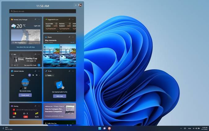 Widgets panel in Windows 11