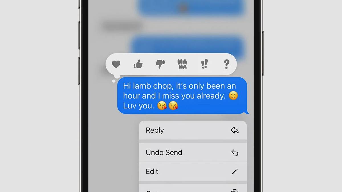 Undo send feature in Apple Messages app