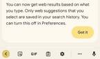 Pixel Launcher search bar showing web results