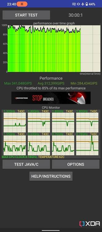 CPU Throttling Test no AeroActive cooler