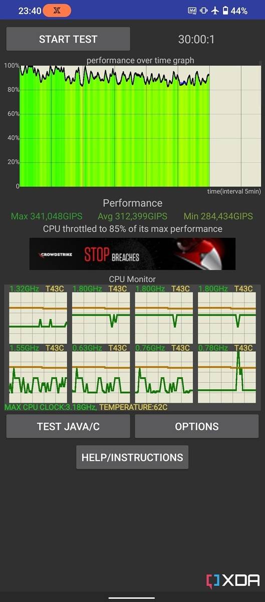 CPU Throttling Test no AeroActive cooler