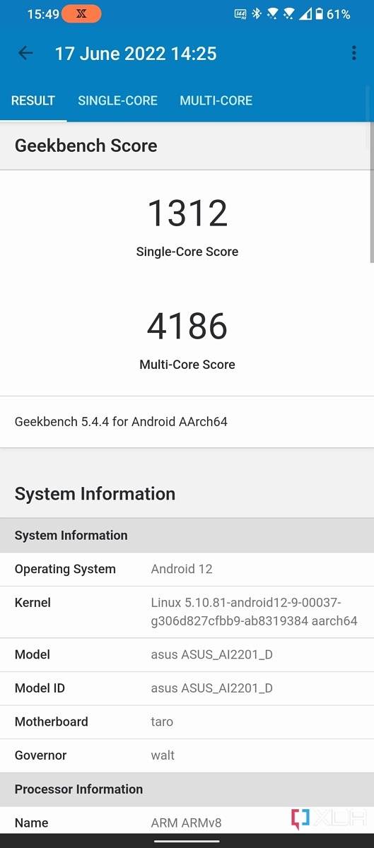 ASUS ROG Phone 6 Pro Geekbench 5