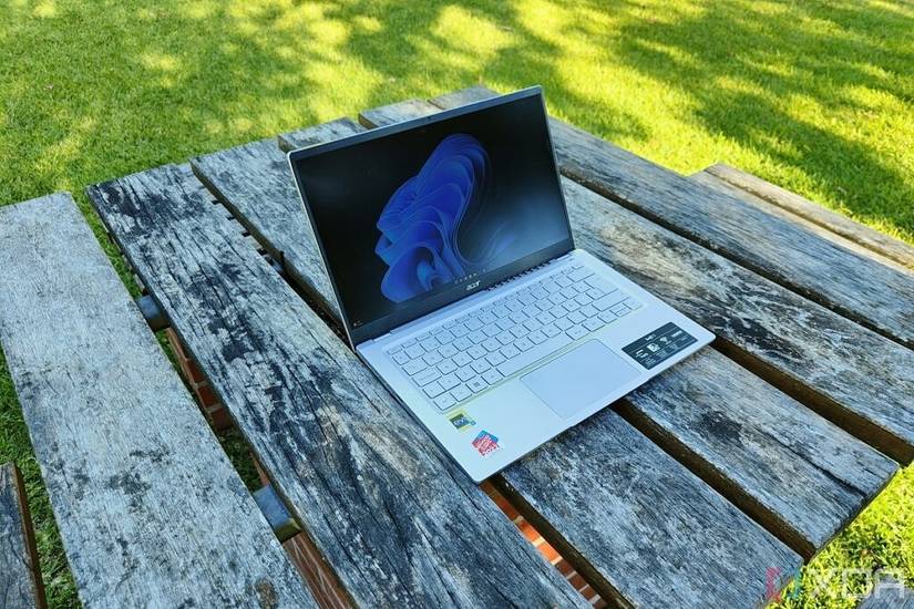 Angled view of the Acer Swift 3 on a wooden table