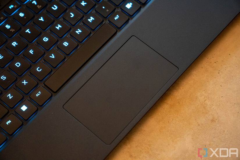 Angled view of laptop touchpad