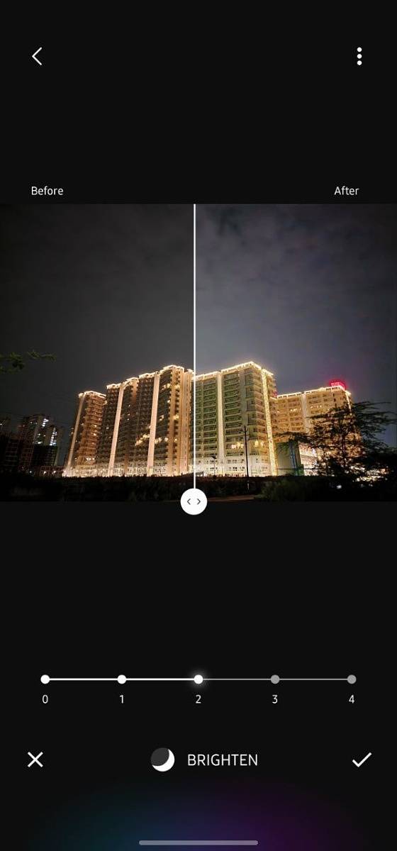 Galaxy Enhance-X brighten image screenshot.