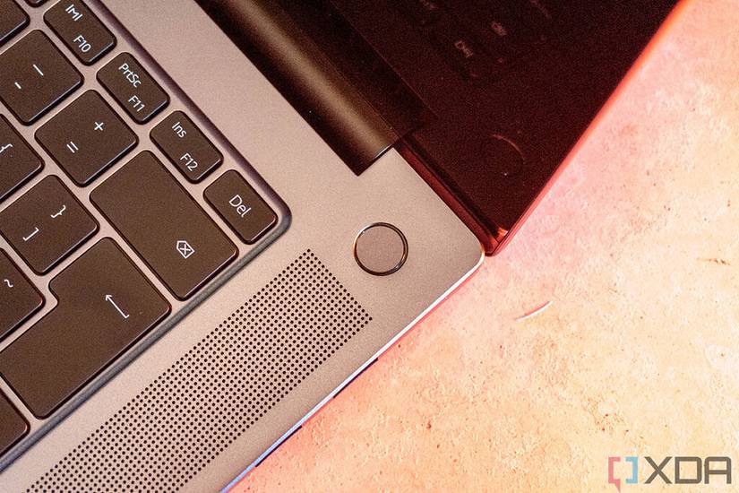 Close up of power button on laptop