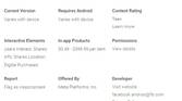 Screenshot of Facebook play store listing additional information section.