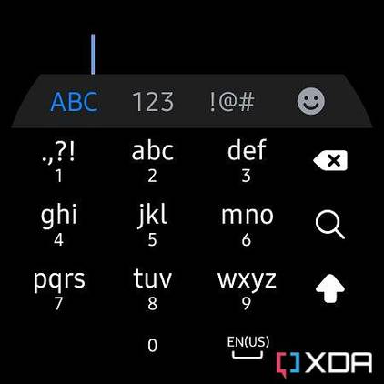 Screenshot of Galaxy Watch 4's T9 keyboard.
