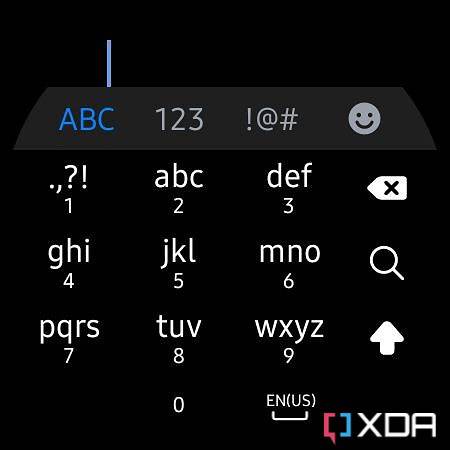 Screenshot of Galaxy Watch 4's T9 keyboard.