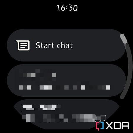 Screenshot of Google Messages app on Galaxy Watch 4.