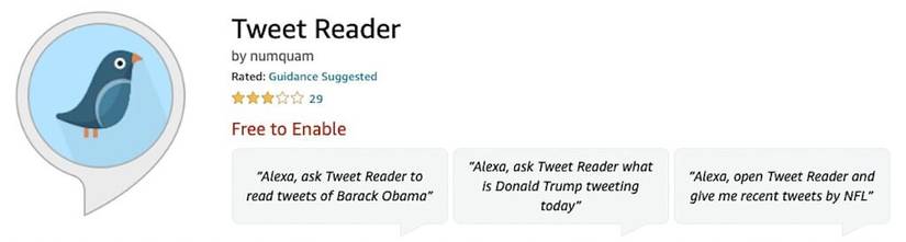 Tweet reader skill in Alexa