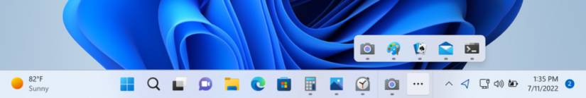 Screenshot of Windows 11 Taskbar overflow