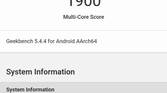 Screenshot of the Geekbench result scores.
