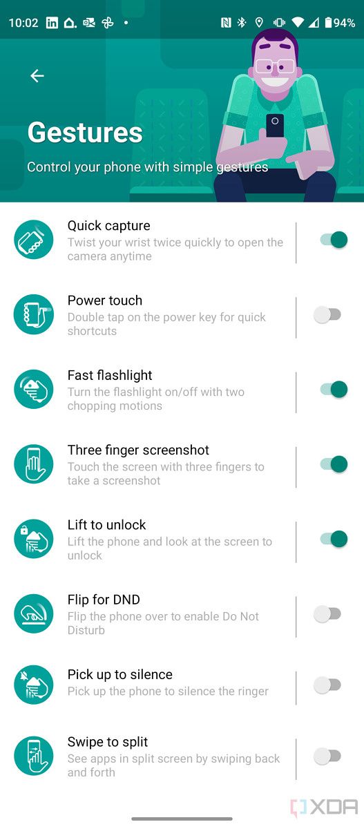Screenshot of Moto Gestures.