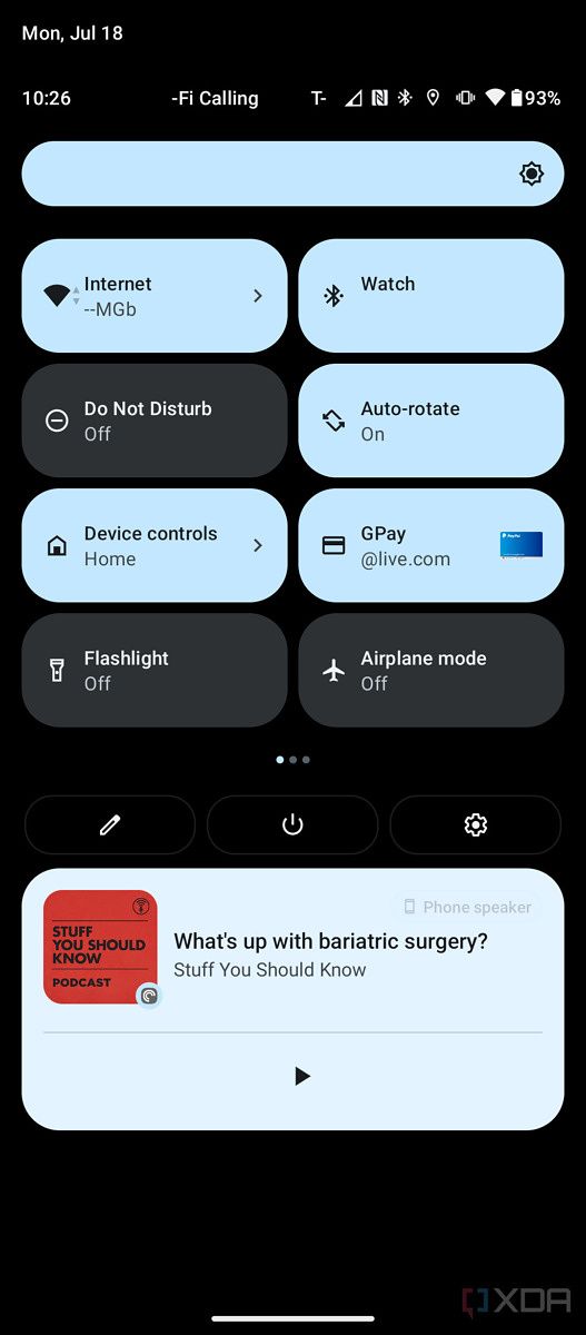 Screenshot of the notification shade.