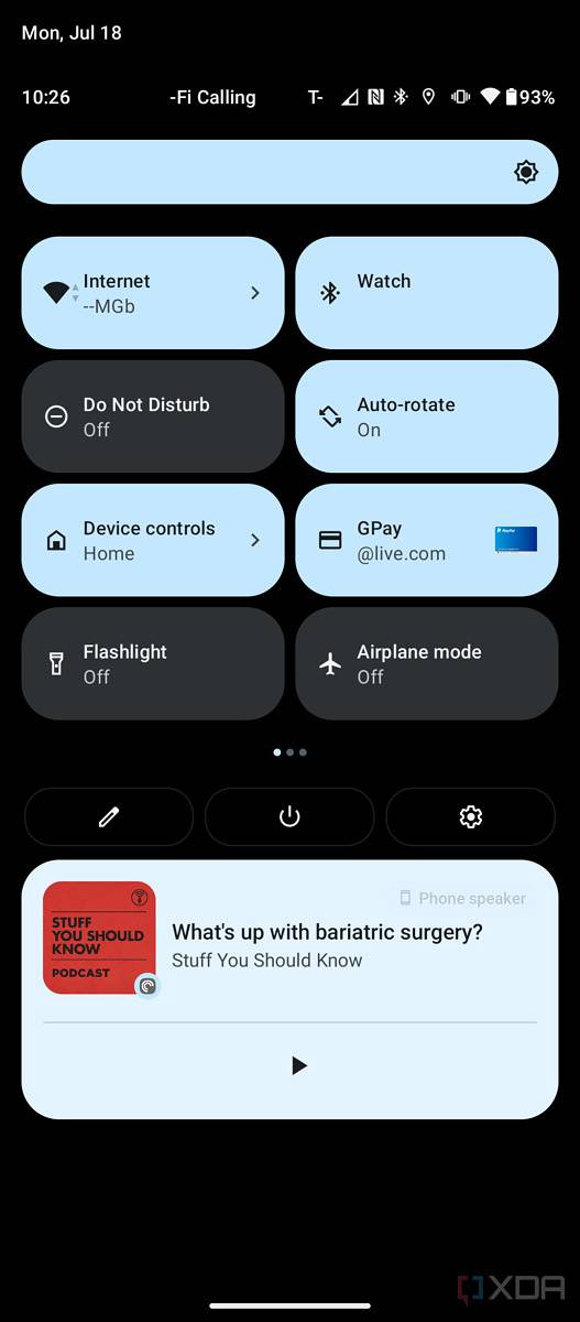 Screenshot of the notification shade.