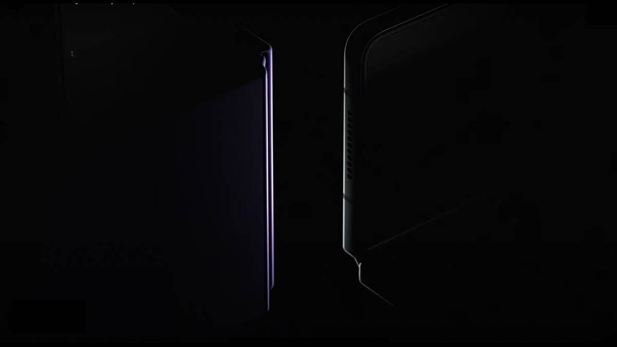 Galaxy Unpacked Event showing off two phone silhouettes